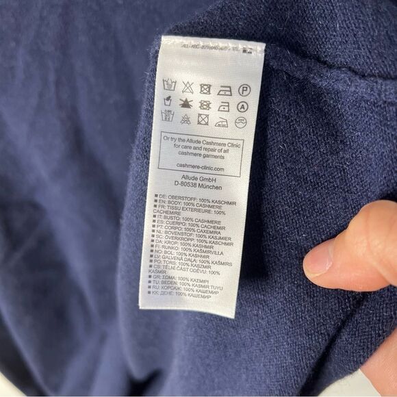 Allude Cashmere Crew Neck sweater Vest Navy Blue Size Small Oversized - Picture 4 of 6